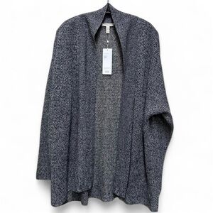 Eileen Fisher Navy and White Organic Linen Knit Cardigan.  Size:2X.   NWT